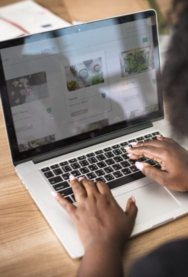 Woman working on a laptop